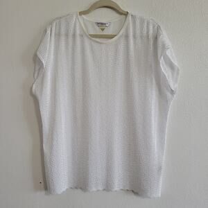 Allison Daley Women's 2X Scalloped Hem Short Sleeve Blouse